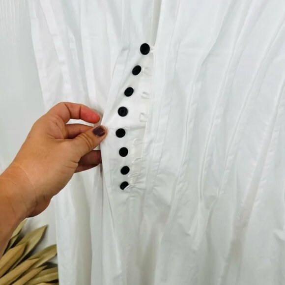 Khaite Women's White Wes Pleated Cotton Poplin Dress Size 12  Sleeveless - Picture 7 of 12